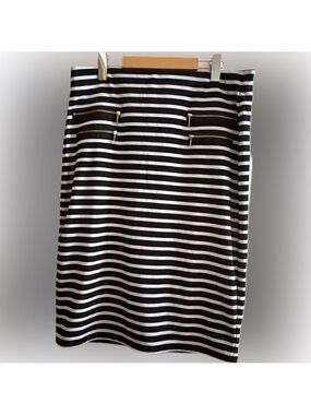 Grace Elements Large Black & White Striped Pencil Skirt